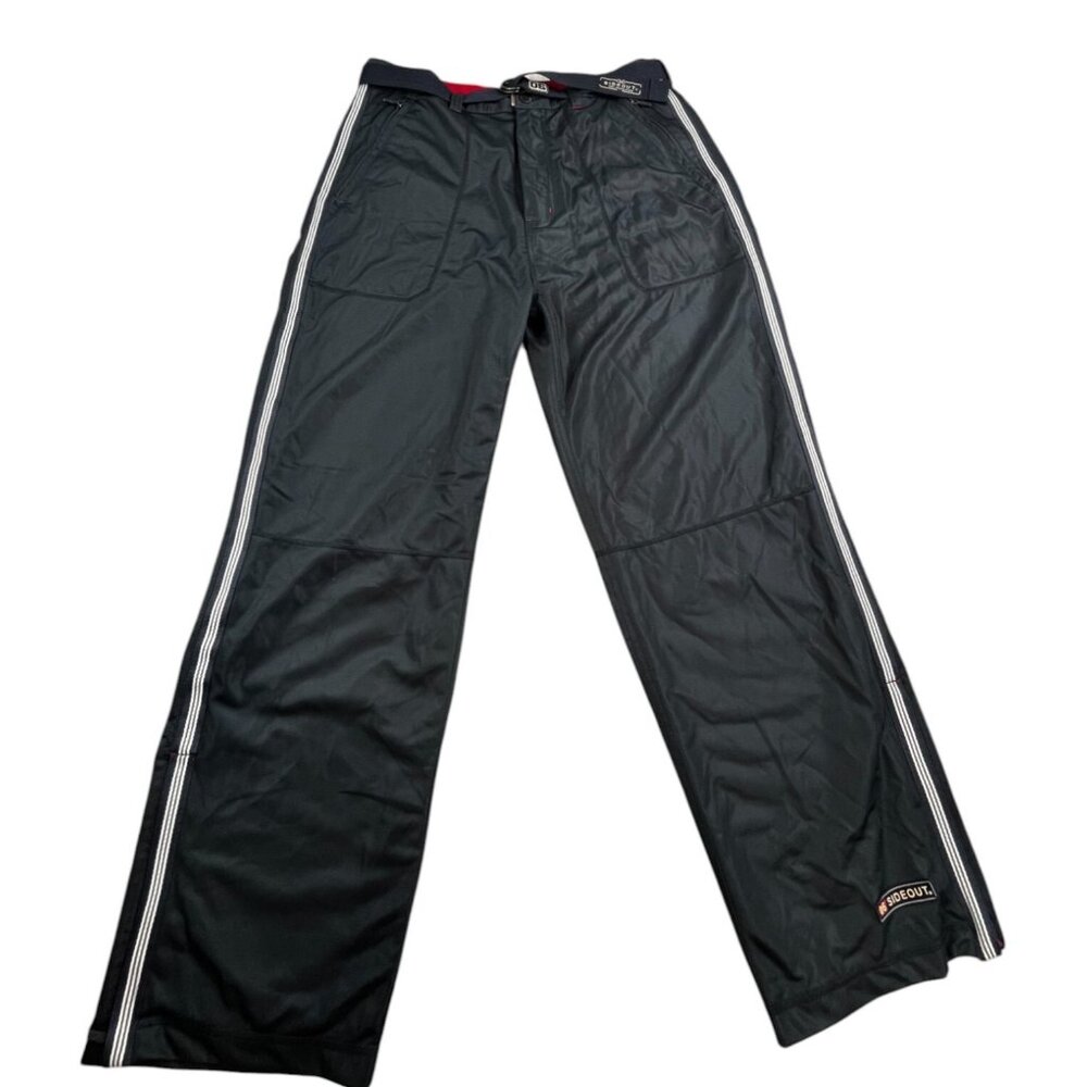 Sideout Athletic Pants Men 36x30 Black Warm Up Track Mesh Lined Zip Ankles
